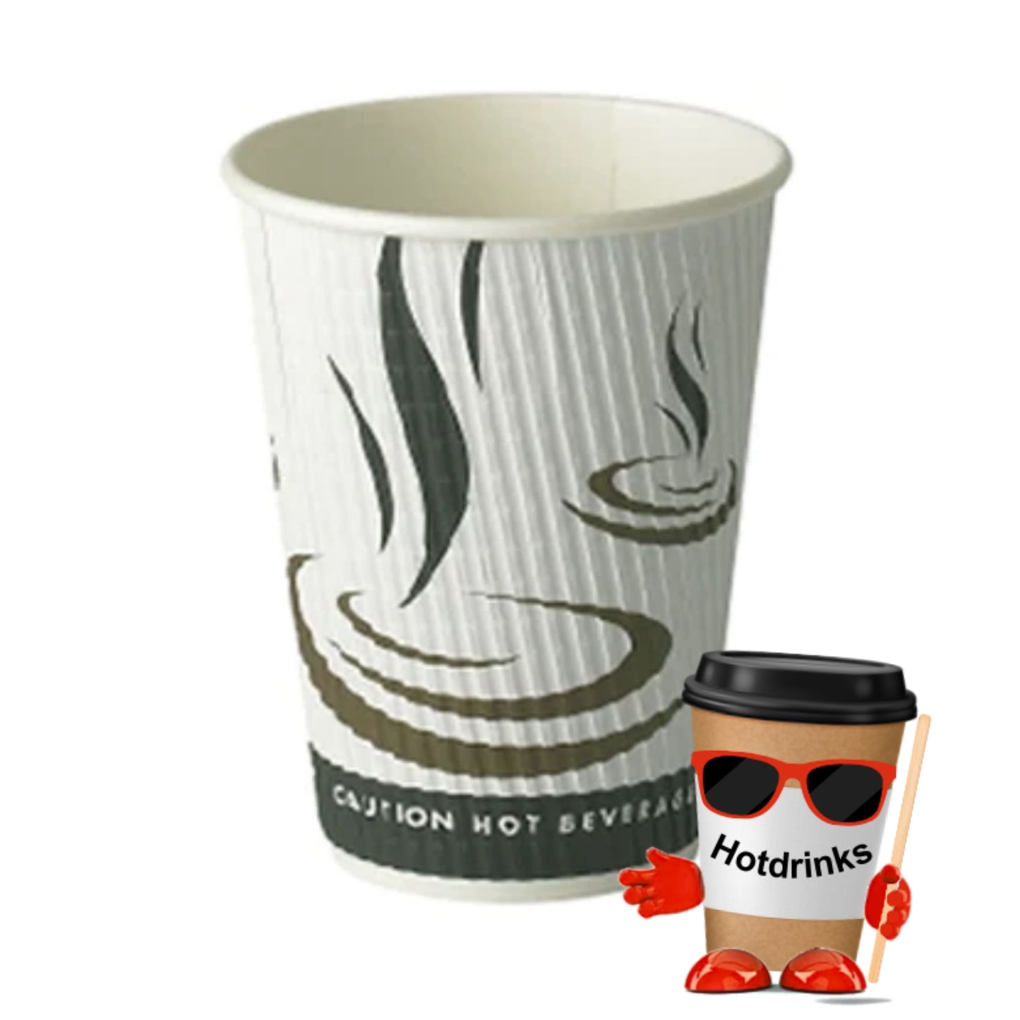 12oz Rippled Hot Drink Paper Cups (25 or 500 Cups)