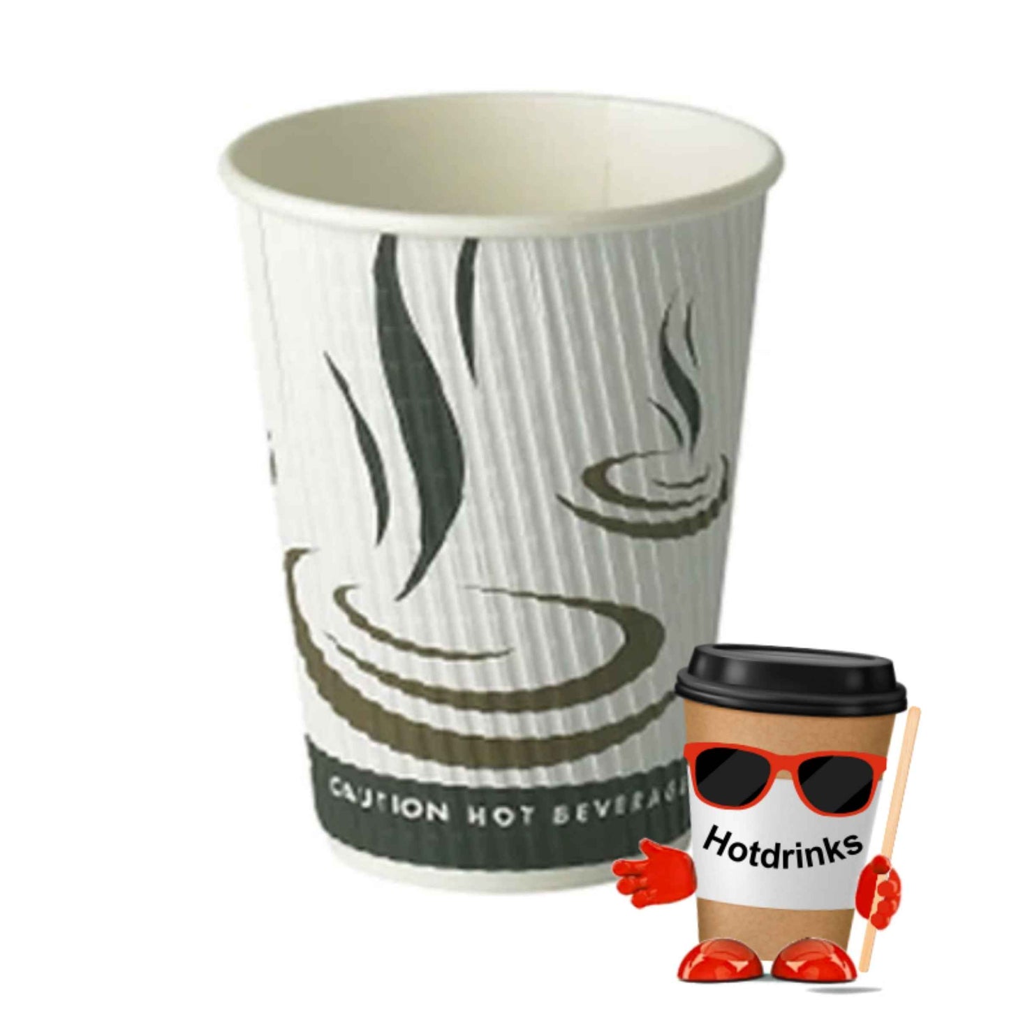 12oz Rippled Hot Drink Paper Cups (25 or 500 Cups)