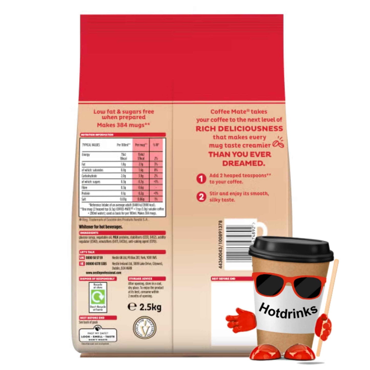 Nestle Coffee Mate, Coffeemate, Coffee & Tea Whitener, Powder - 4 x 2.5kg Bags