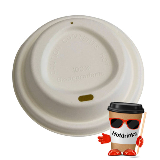 'Bagasse' 12oz/90mm/2Go Sugarcane Cup Lids (50 or 1,000)
