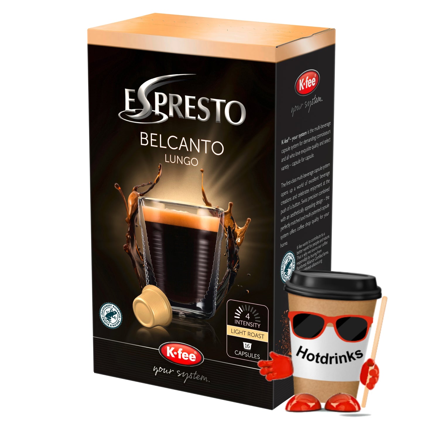 K-Fee Pods - Espresto 'Belcanto' Pods - 16 Pods or 6 boxes of 16 Pods