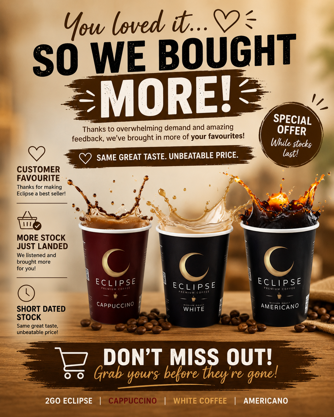 2Go 'Fresh Seal' Eclipse Black Coffee - JUST £29.95 per Box - BBD 08/2026