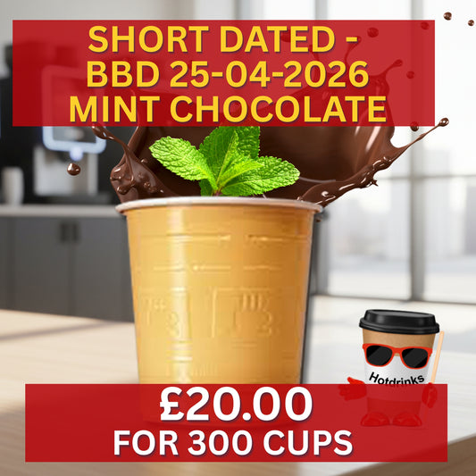 73mm Luxury Mint Hot Chocolate SHORT DATED £20 for box of 300, BBD 25-04-2026