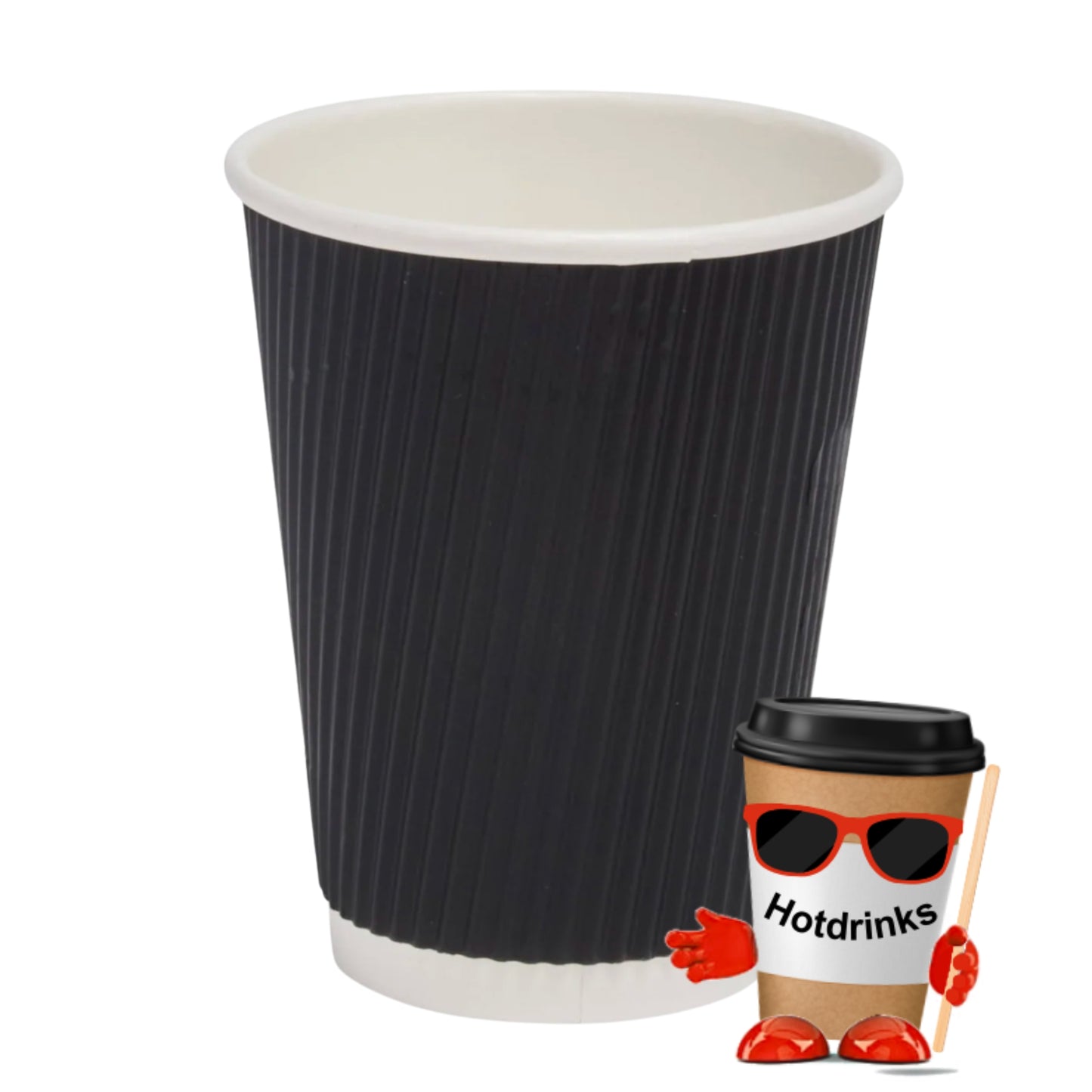 12oz Black Ripple Hot Drink Paper Cups (25 or 500 Cups)