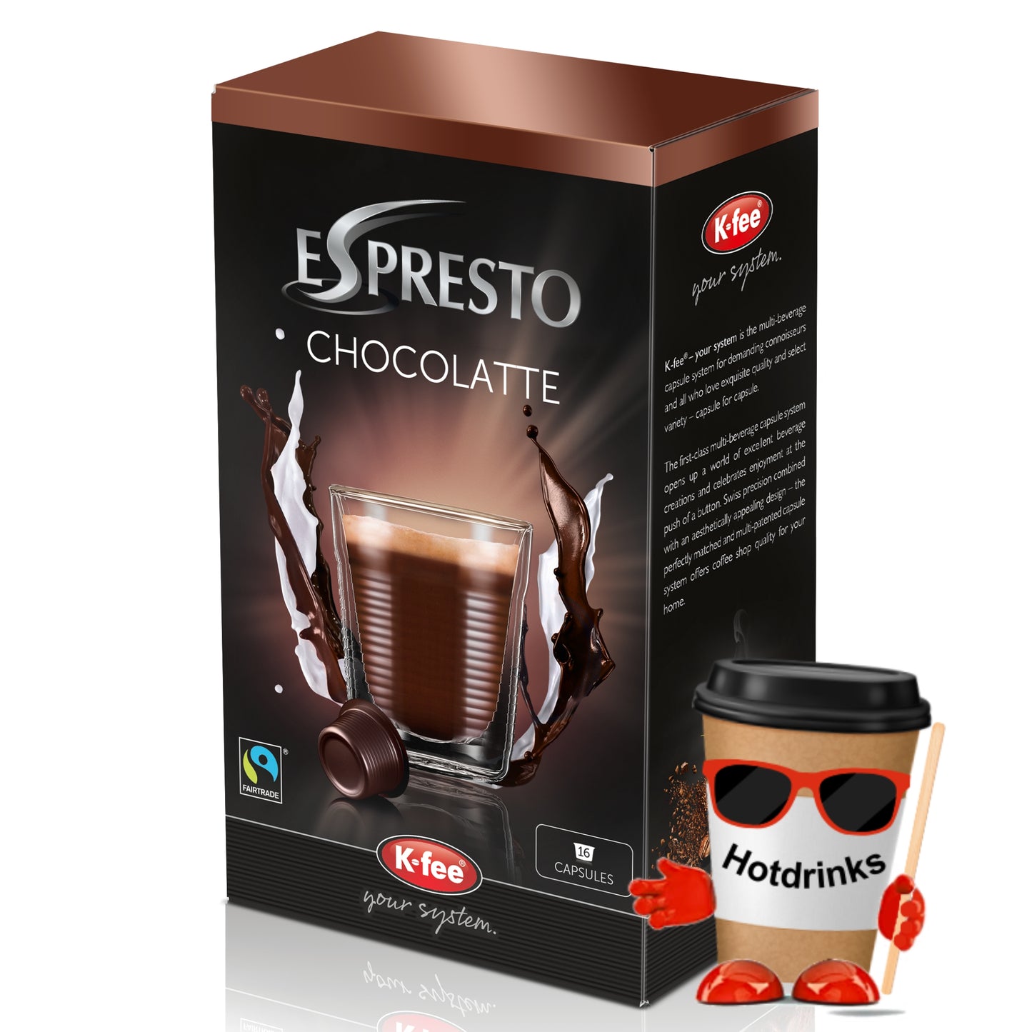 K-Fee Pods - Espresto 'Chocolatte' - 16 Pods or 6 boxes of 16 Pods