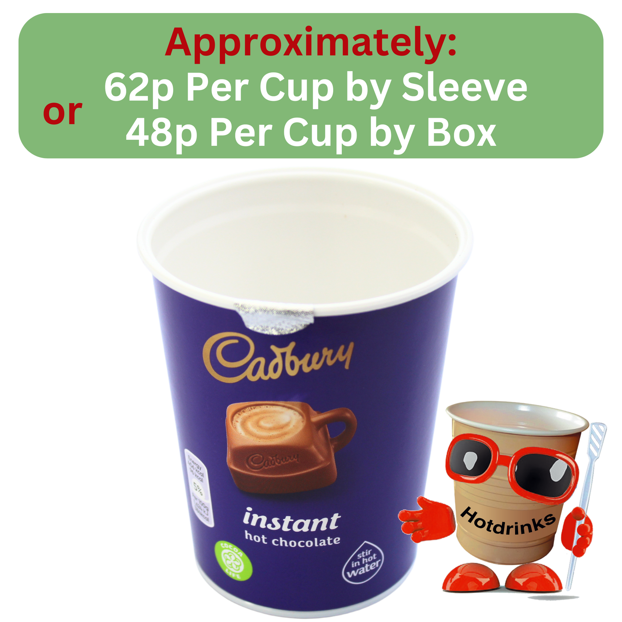 2Go Cadbury Hot Chocolate (10 or 150 cups)