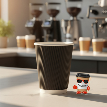 12oz Black Ripple Hot Drink Paper Cups (25 or 500 Cups)