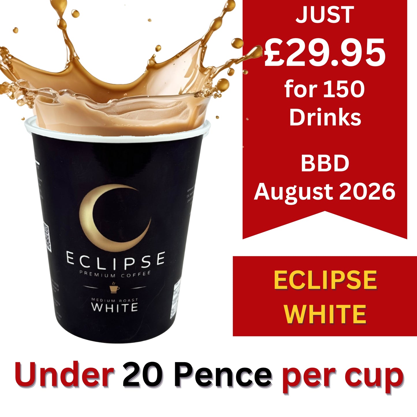 2Go 'Fresh Seal' Eclipse White Coffee - JUST £29.95 per Box - BBD 08/2026