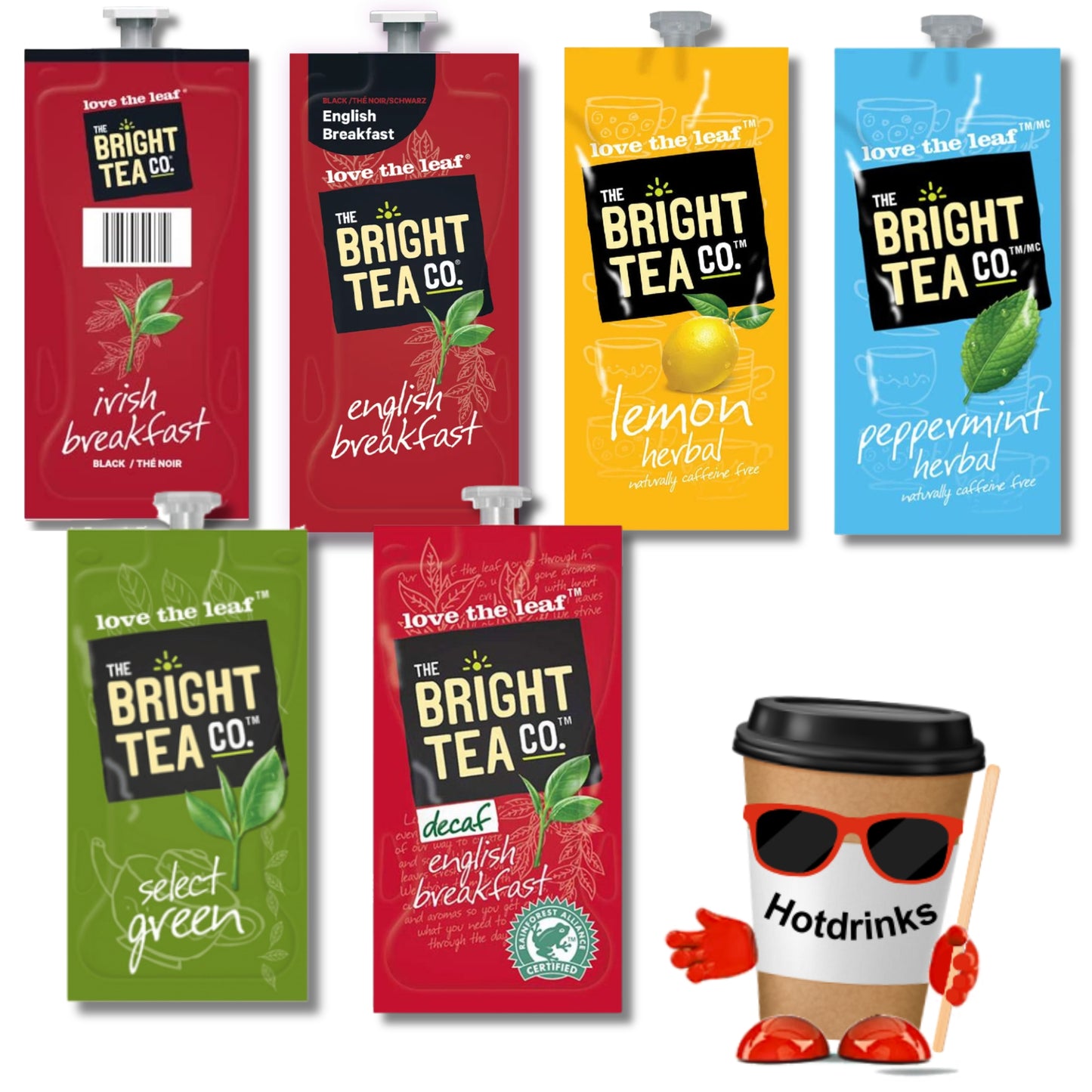 140  Flavia Bright Tea Co, LavAzza, Drinks Machine Sachets, Pods, Rail, Capsules