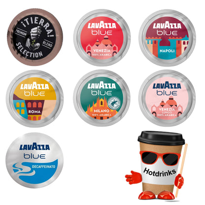 100 LavAzza Blue Drink Pods, Various flavours