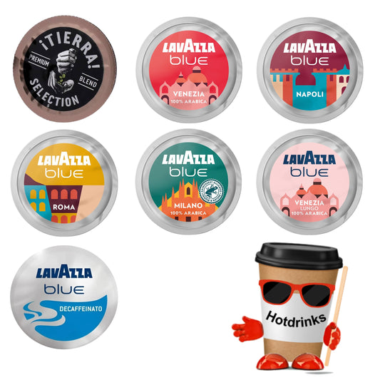 100 LavAzza Blue Drink Pods, Various flavours