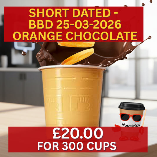 73mm Luxury Orange Hot Chocolate - SHORT DATED £20 per box of 300 - BBD 25-03-2026
