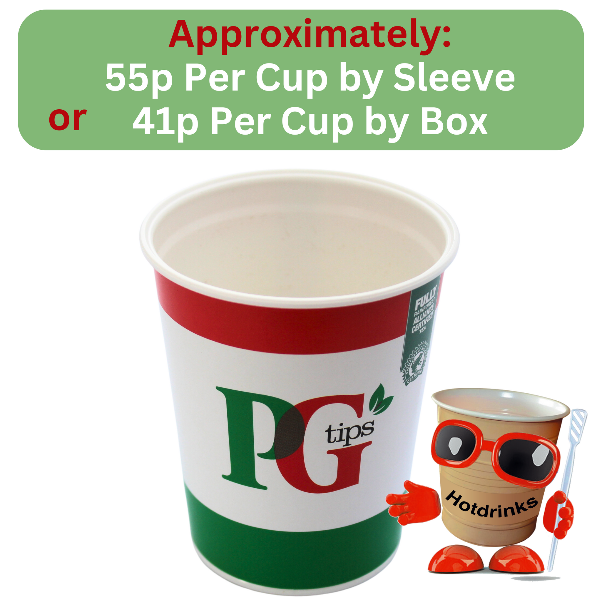 2Go PG Tips Tea 'Bag & Tag' White (10 or 150 cups)