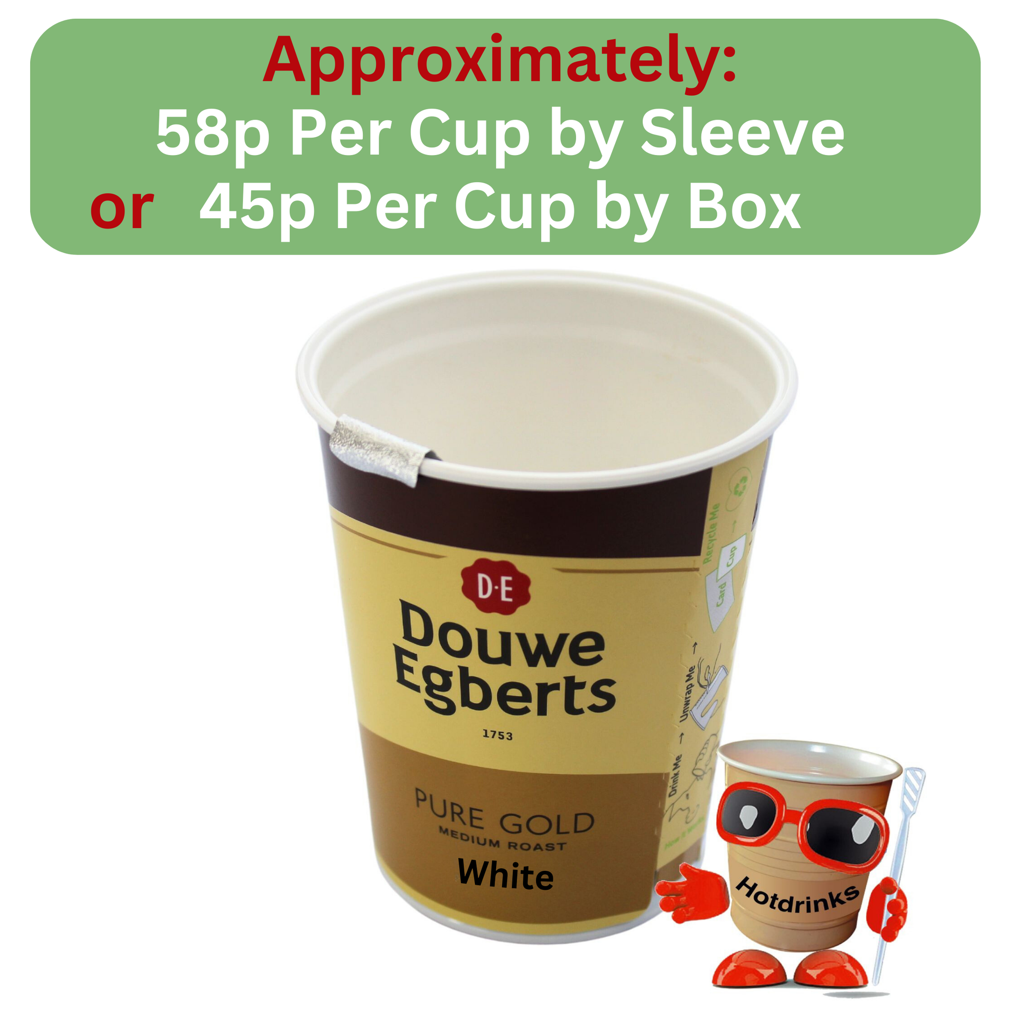 2Go Douwe Egberts Coffee White (10 or 150 cups)